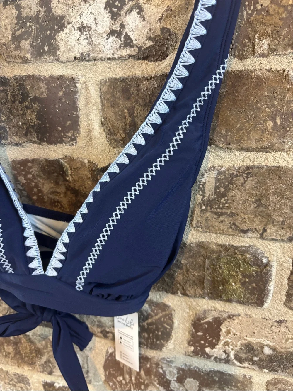 Cupshe Women’s Navy Blue Embroidered Two-Piece Swim Set Size M